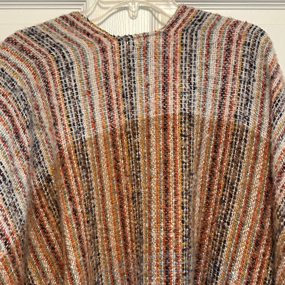 Striped Multicolor Shawl Open Wrap Poncho - Picture 6 of 8